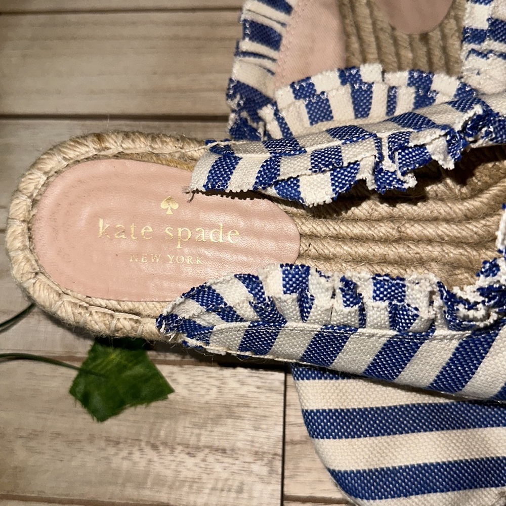 Kate spade espadrilles- flats nautical beach worn but okay shape Vacation time! - Picture 4 of 8